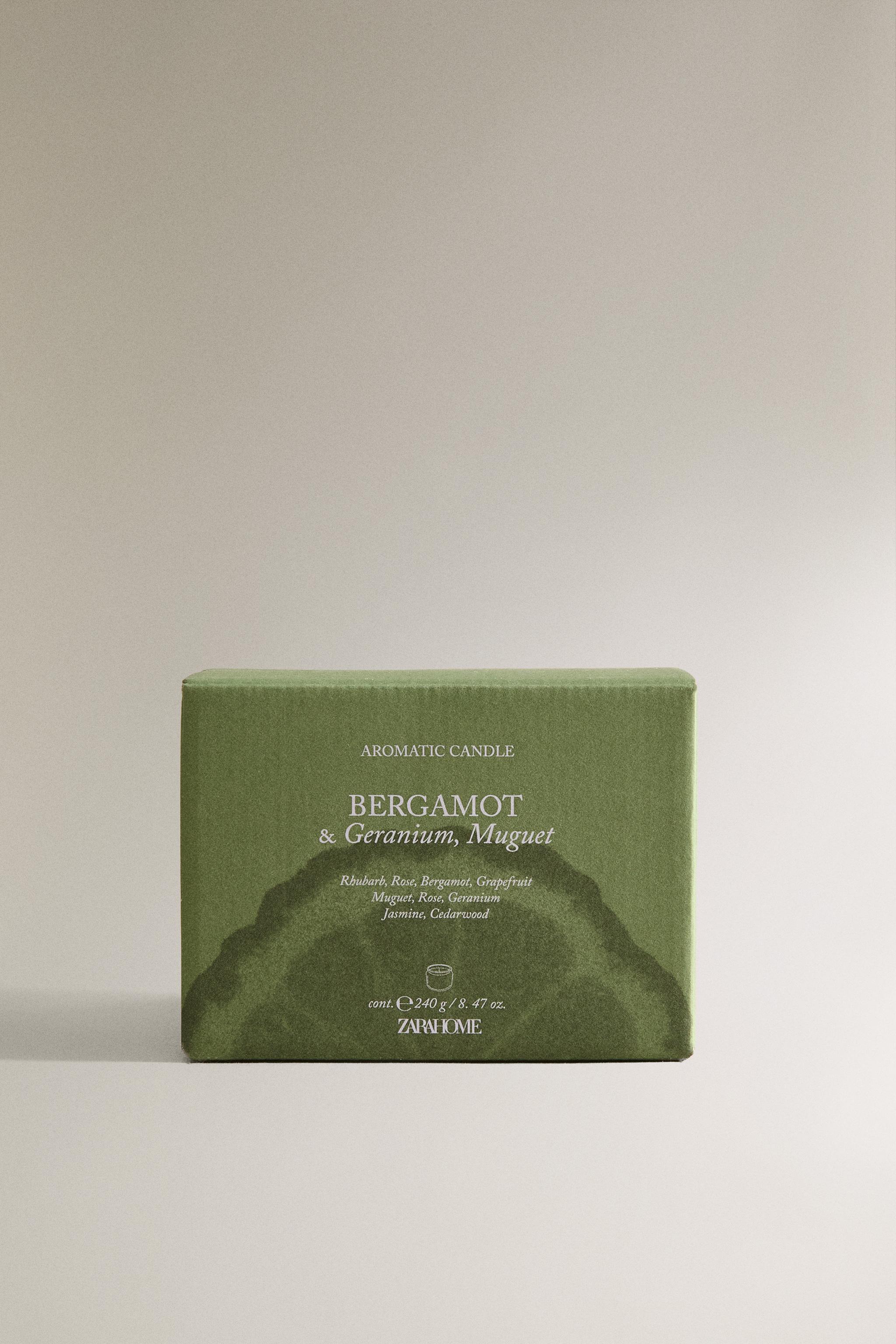 (240 G) BOUGIE PARFUMÉE BERGAMOTE & GÉRANIUM, MUGUET